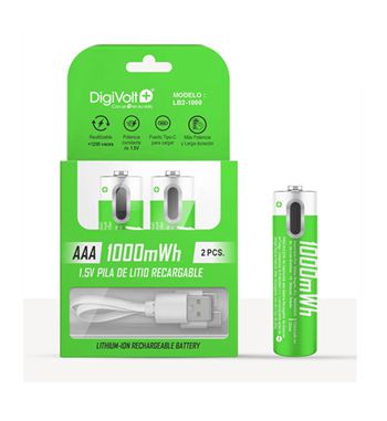 Digivolt pilas 3a recargables 1000 mwh 1.5v tipo c blíster 2 uds. lb2-1000 - LB2-1000