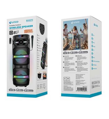Unico altavoz bluetooth 8"x2 c/rueda 30w c/mic con cable y mando bs9370 - BS9370_1