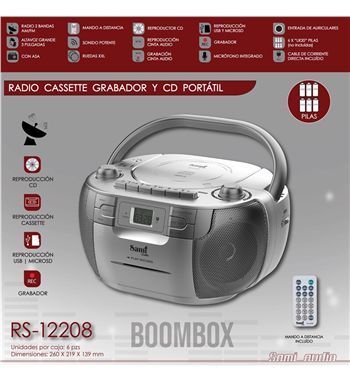 Sami radio cd cassette am/fm grabación usb boombox con mando rs-12208 - RS-12208_2