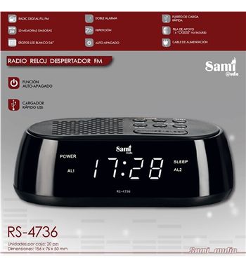 Sami radio reloj pll am/fm dígitos 0.6" led blanco 20 mem. 2 alarma rs-4736 - RS-4736_2