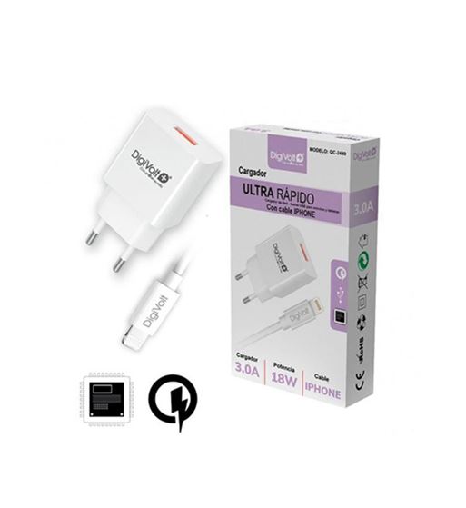 Digivolt cargador ultra rápido iphone 3am/18w salida usb qc-2449 - QC-2449