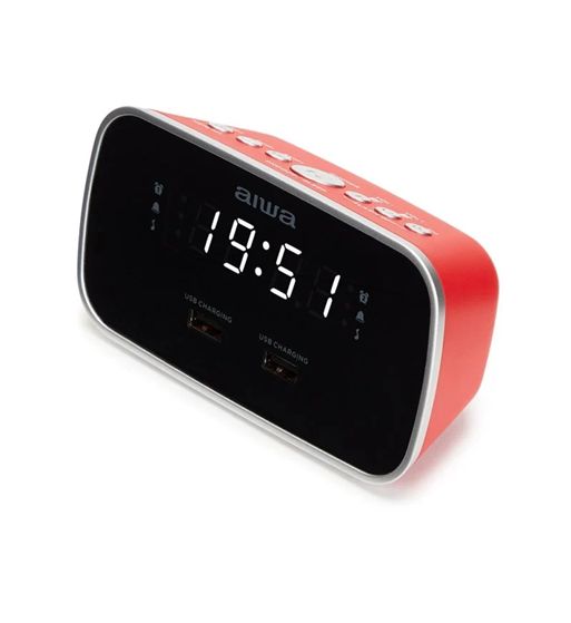 Aiwa radio reloj digital con 2 puertos usb pantalla 0.6" rojo cru-19rd - CRU-19RD_1