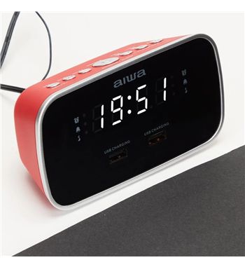 Aiwa radio reloj digital con 2 puertos usb pantalla 0.6" rojo cru-19rd - CRU-19RD_4