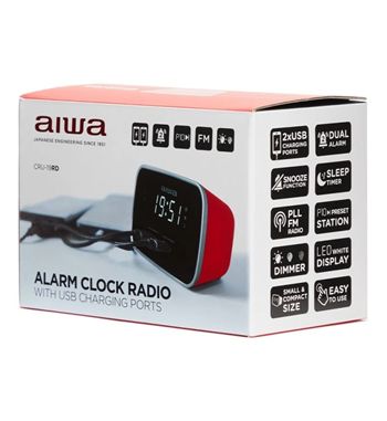 Aiwa radio reloj digital con 2 puertos usb pantalla 0.6" rojo cru-19rd - CRU-19RD_5