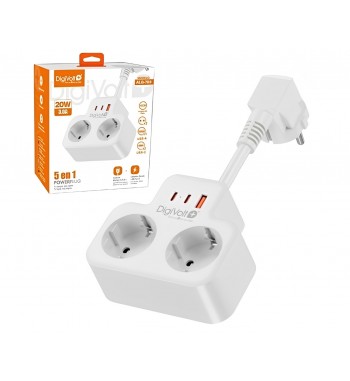Digivolt alargador corriente 2 y cargador móvil 1 usb 2 type-c 20w alg-703 - ALG-703_1