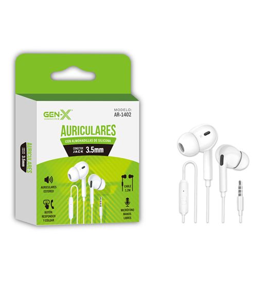 Gen-x auriculares con cable y micrófono jack 3.5mm in ear silicona ar-1402 - AR-1402