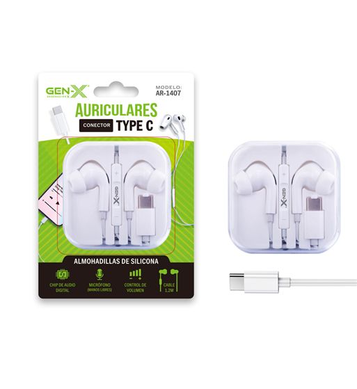 Gen-x auriculares con cable y micrófono tipo c in ear silicona ar-1407 - AR-1407