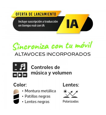 Gen-x gafas de sol smart audio traducción ia polarizadas aviador gb-7703 - GB-7703_2_1