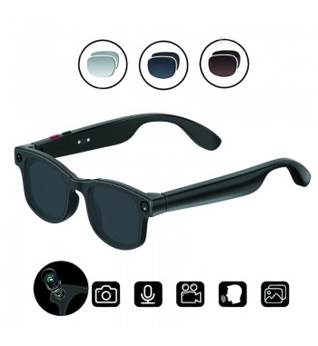 Gen-x gafas de sol smart audio cámara 8mp traducción ia 3 lentes gb-7708 - GB-7708_1