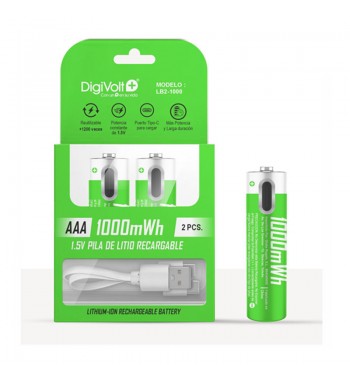 Digivolt pilas 3a recargables 1000 mwh 1.5v tipo c blíster 2 uds. lb2-1000 - LB2-1000
