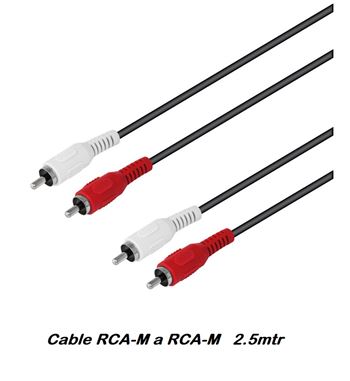 Cable rca 2 macho a 2 rca macho 2.5 mtr wir-317 - WIR317