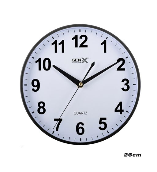 Gen-x reloj de pared 26cm silencioso borde negro fondo blanco rp-3336 - RP-3336