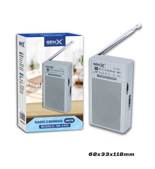 Gen-x radio am/fm 2 bandas a pilas vertical plateada fm-4415 - FM-4415