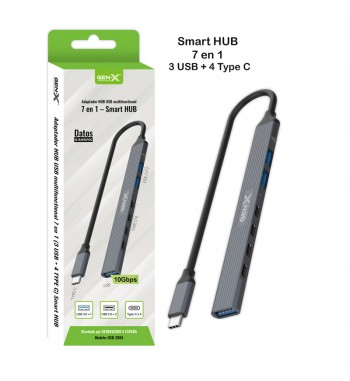 Gen-x adaptador tipo c 7 en 1 hub aluminio 3 x usb 4 x tipo c usb-2604 - USB-2604