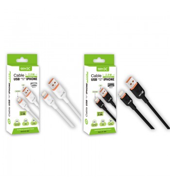Gen-x cable nylon carga rápida móvil usb a iphone lightning 2m 3a ca-1804 - CA-1804