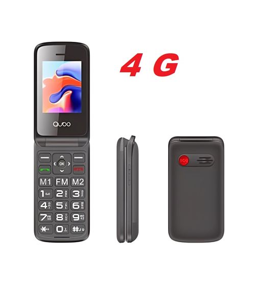 Qubo teléfono móvil senior 2,4" + 1,77" negro sos cámara base carga 4g x247 - X-247C-4G_1