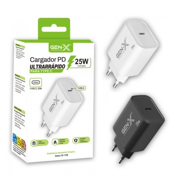 Gen-x cargador ultra rápido móvil pd tipo c 25w 3a ch-1108 - CH-1108