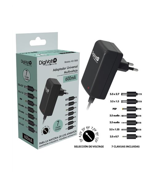 Digivolt alimentador universal 600 mah multivoltage ad-600 - AD-600
