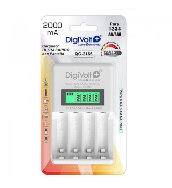 Digivolt cargador para pilas con pantalla para 4 r3 y 4 r6 2000 mah qc-2465 - QC-2465