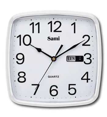 Sami reloj de pared cuadrado 25.4cm blanco con calendario rsp-11608 - RSP-11608