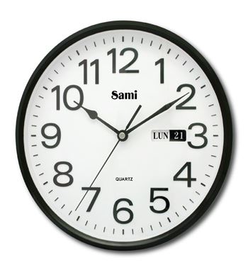 Sami reloj de pared redondo 25.4cm negro con calendario rsp-11606 - RSP-11606
