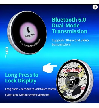 Broche digital dinámico smart 1.7" e-badge fotos y vídeos táctil lk99 - LK99_5