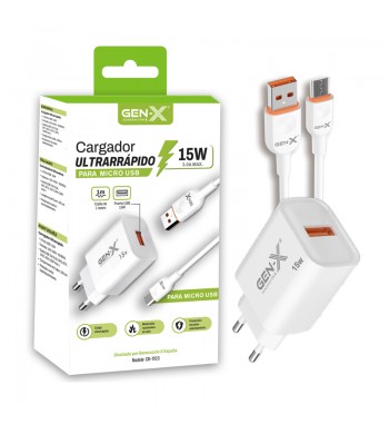 Gen-x cargador rápido móvil microusb cable 1m 3.0a 15w ch-1103 - CH-1103