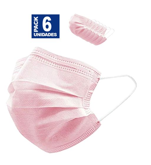Mascarilla quirúgicas desechables 3 capas pack de 6 rosa ms-r - MS-R_B00