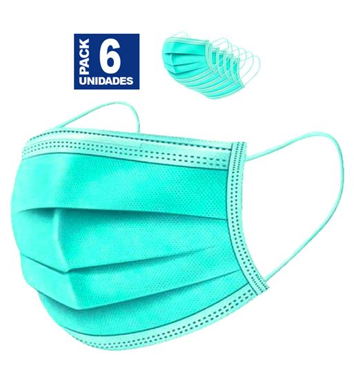 Mascarilla quirúgicas desechables 3 capas pack de 6 verde ms-v - MS-V_B00