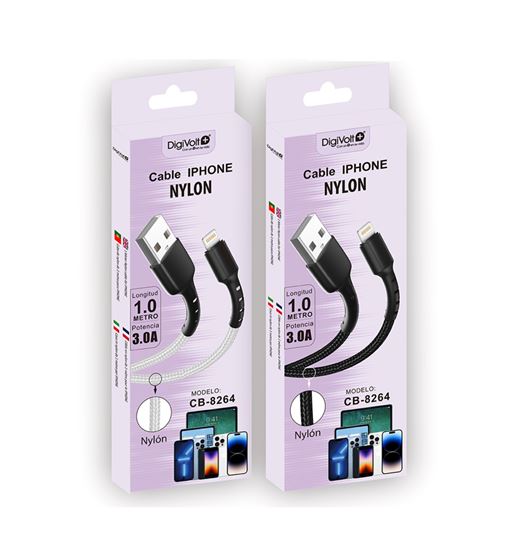 Digivolt cable iphone nylon ultra rápido 3.0a 1m cb-8264 - CB-8264-ny
