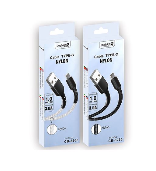 Digivolt cable móvil tipo c nylon ultra rápido 3.0a 1m cb-8265 - CB-8265-ny