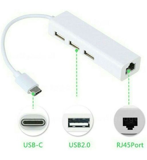 Cable otg tipo c a rj45 y 3 usb 2.0 hub skh67 - SKH67
