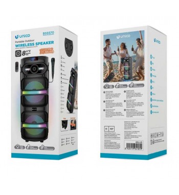 Unico altavoz bluetooth 8"x2 c/rueda 30w c/mic con cable y mando bs9370 - BS9370_1