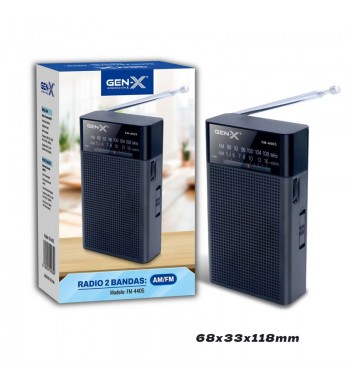 Gen-x radio am/fm 2 bandas a pilas vertical negra fm-4405 - FM-4405