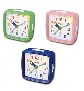 Sami despertador analógico pequeño silencioso luz/snz/cresc colores s-99101 - S-99101-1